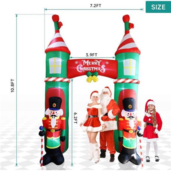 11FT Christmas Inflatable Archway and Guards Decorations with Built-in LED Light - Picture 2 of 6
